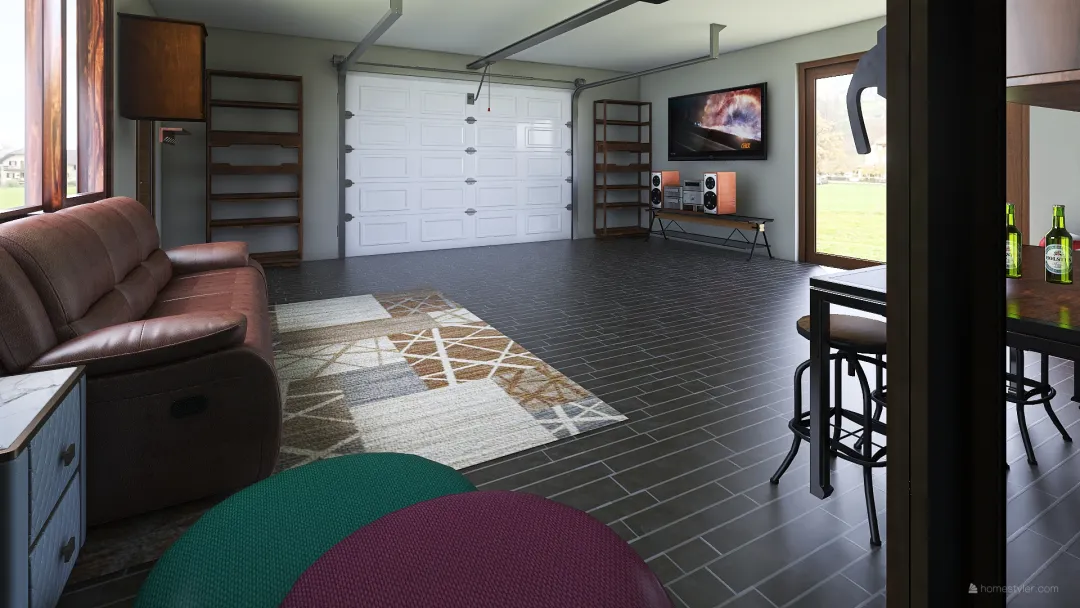 Mancave Garage 3d design renderings