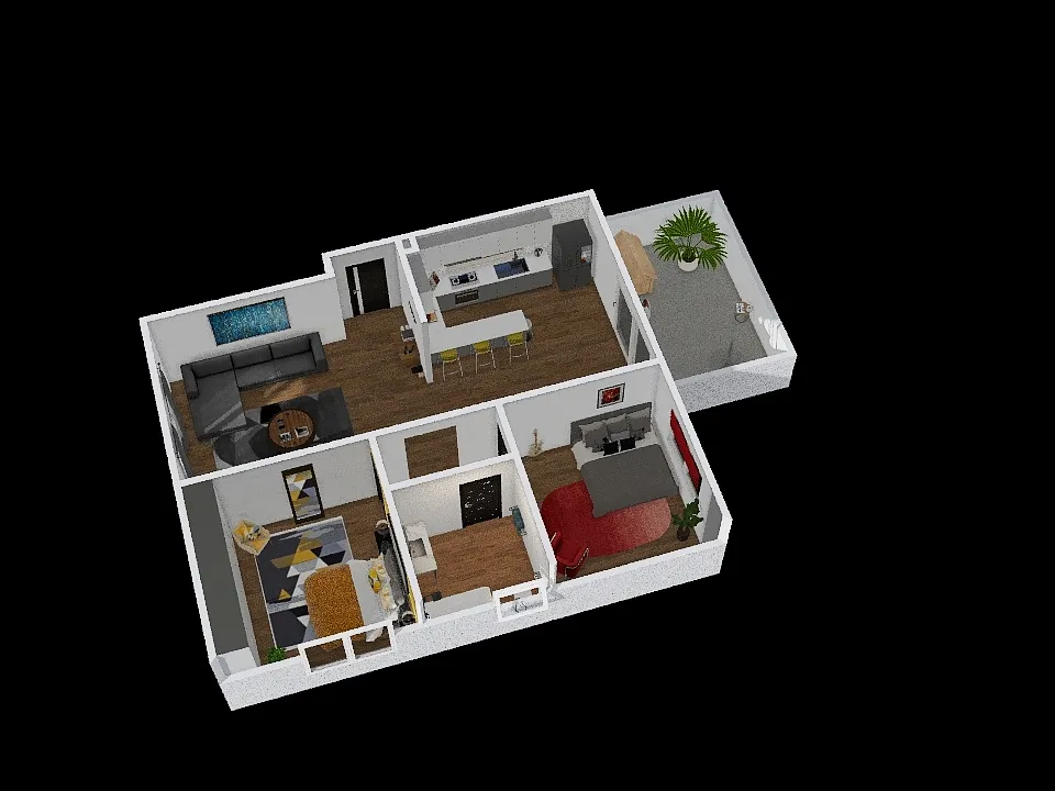 LA apartment 3d design renderings