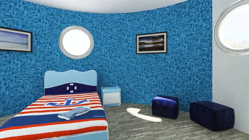 camera mare barca 3d design renderings