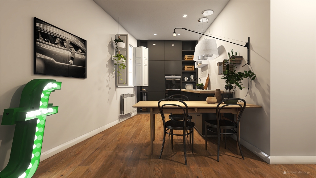 Salon/comedor/cocina 3d design renderings