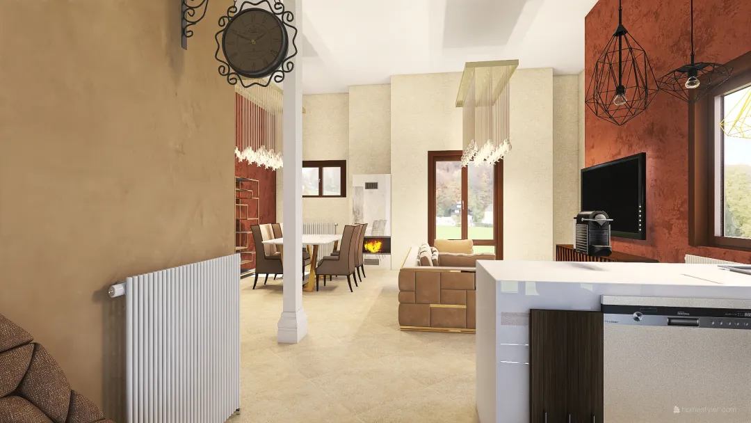 cucina angolo 70 cm(ultimo mod.) soggiorno di fronte penisola 3d design renderings