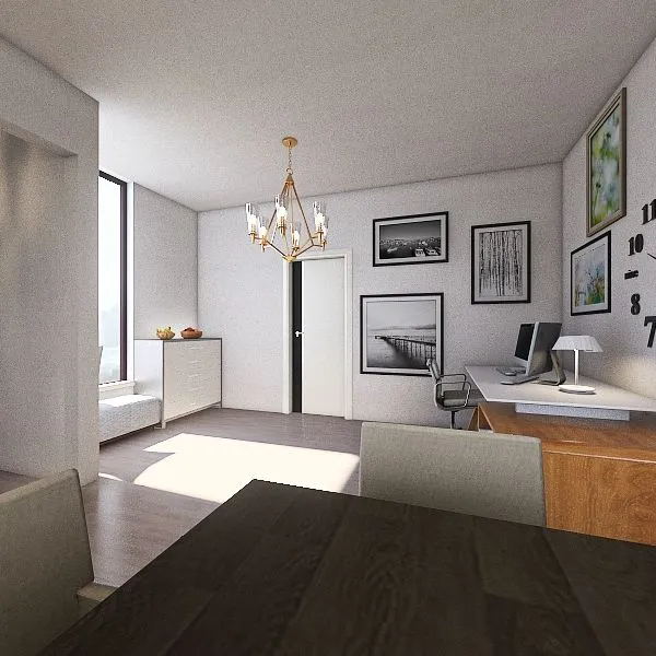 Living, Dining Room & Kitchen 3d design renderings