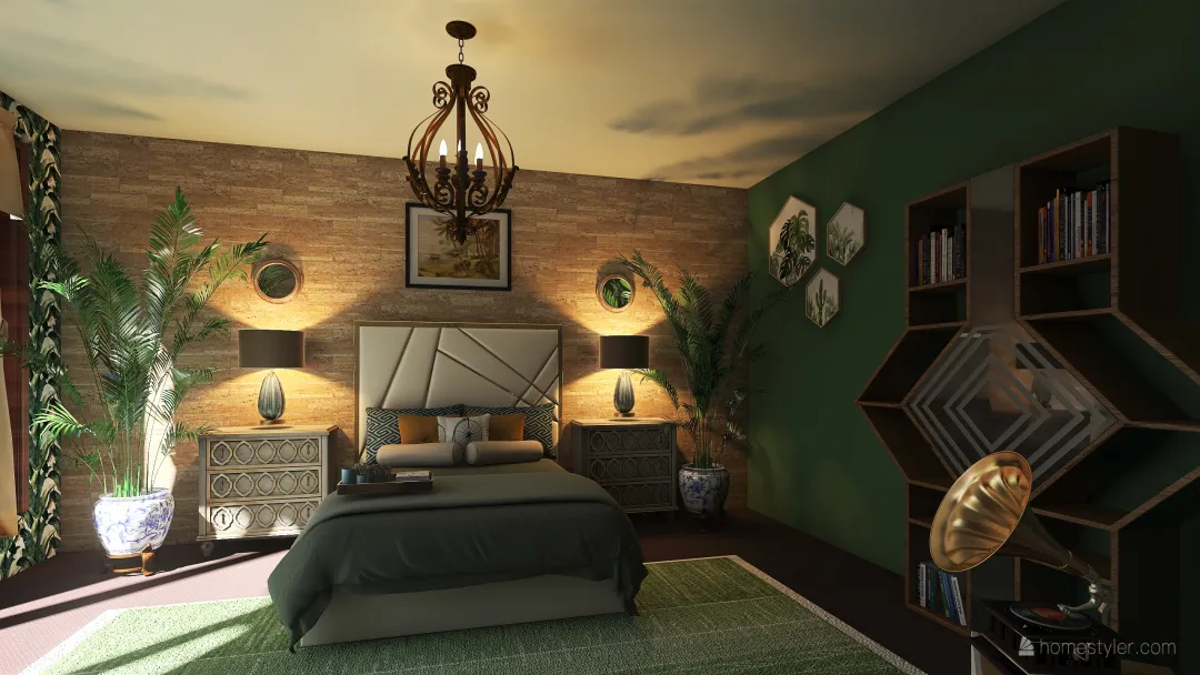 Tropics Bedroom 3d design renderings
