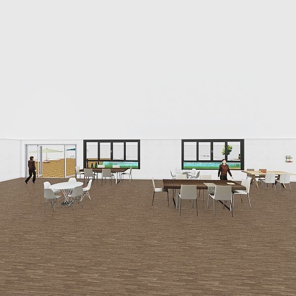 recepcion, sala de espera y comedor 3d design renderings