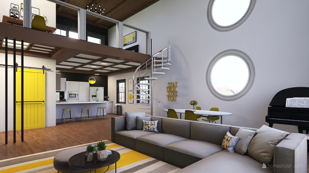 Loft moderno 3d design renderings