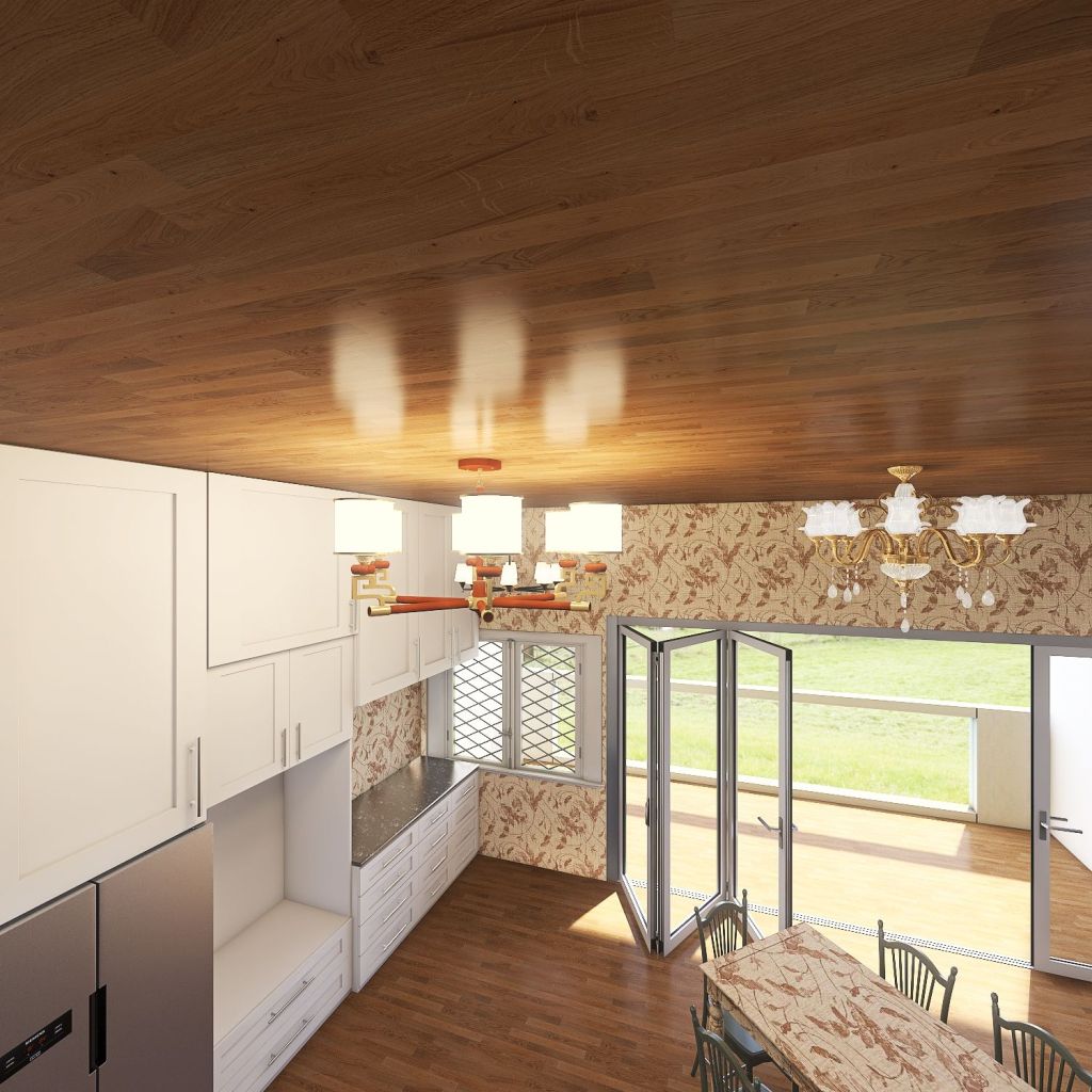 Living, Dining Room & Kitchen(B) 3d design renderings