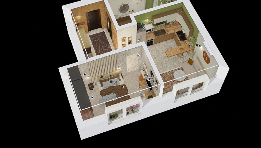 Маленькая оливковая квартира 3d design picture 52
