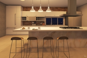 Kitchen, Dinning and Livingroom Design Rendering