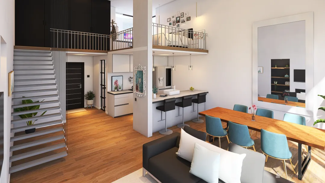 Apartamento duplex 3d design renderings