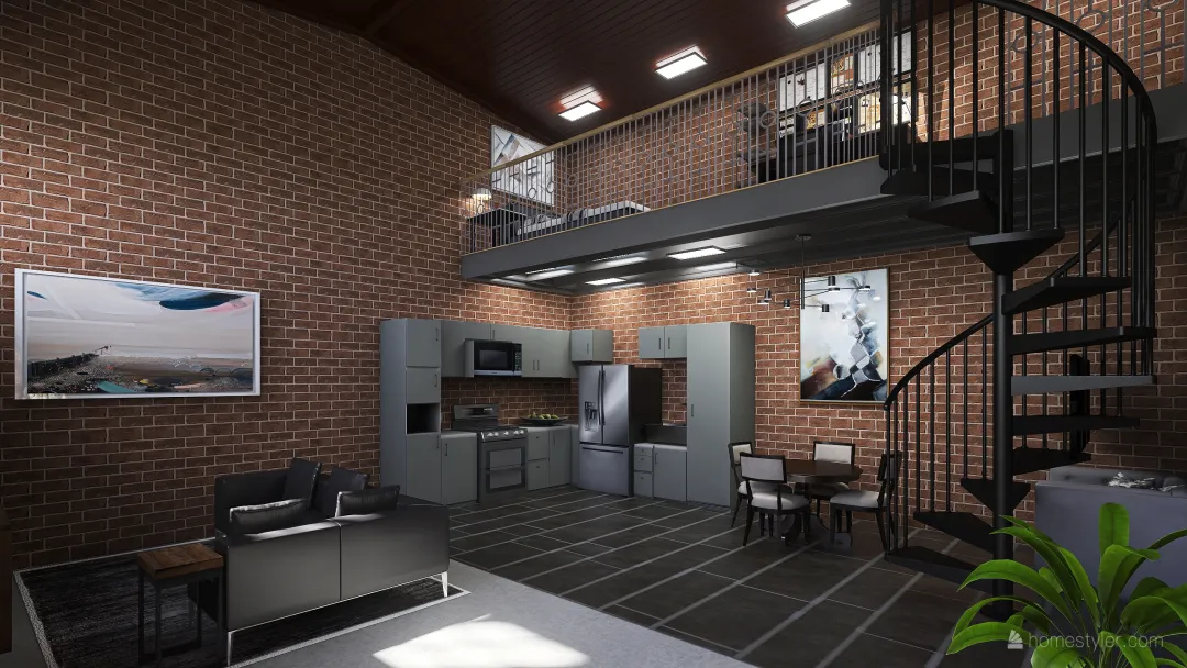 Down Town Loft Apartment 3d design renderings