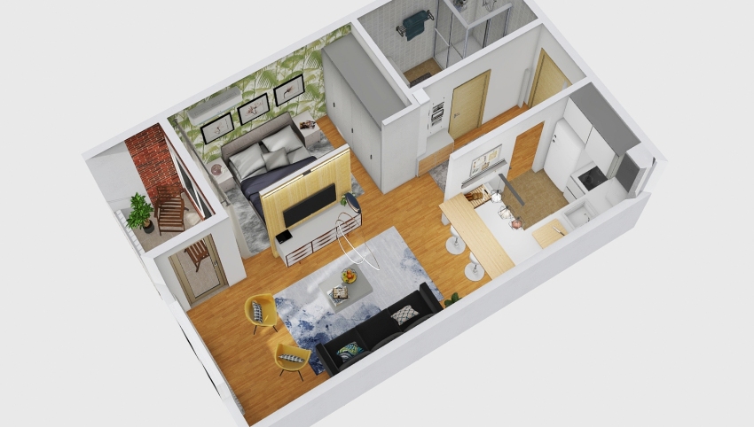 Small apartment ZK 3d design picture 41.82