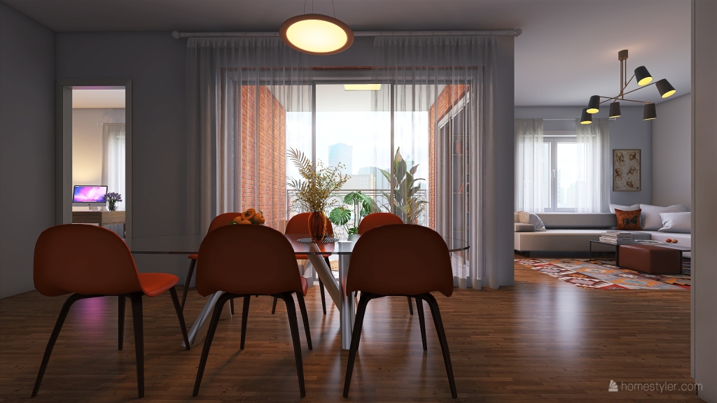 equal-sized rooms 3d design renderings