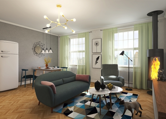Scandic living room Design Rendering