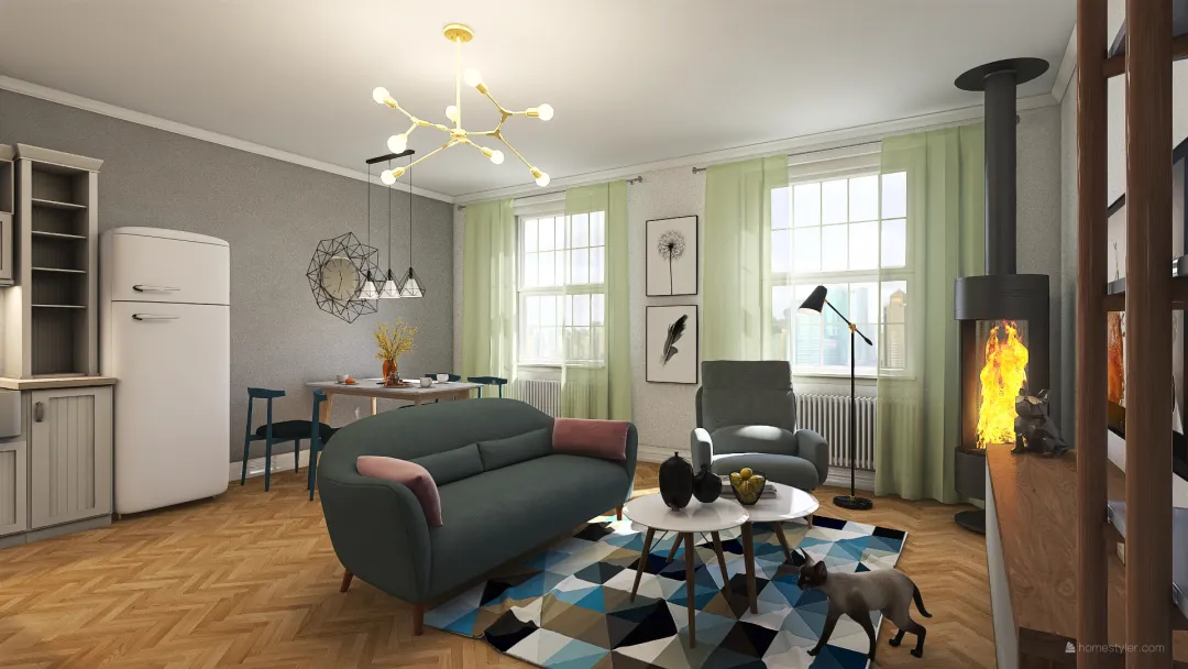 Scandic living room 3d design renderings