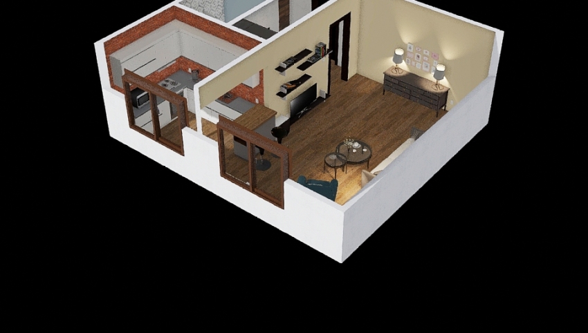Mieszkanie kawalerka 3d design picture 47.58