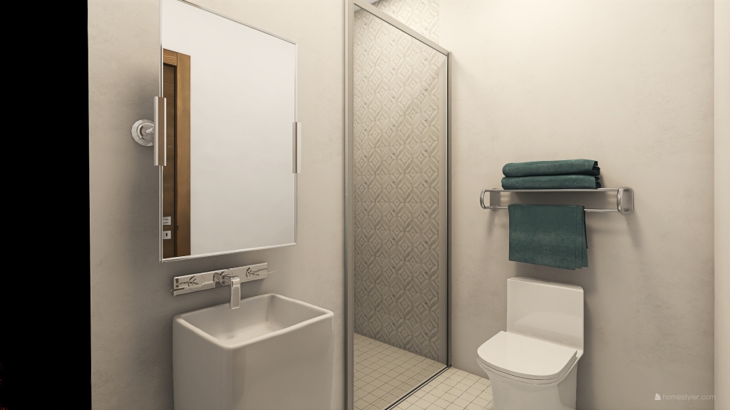 Baño de servicio 3d design renderings
