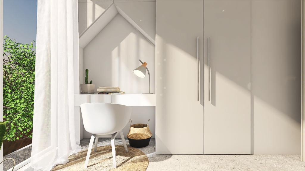 Modern Bohemian Beige Grey White Studio 3d design renderings