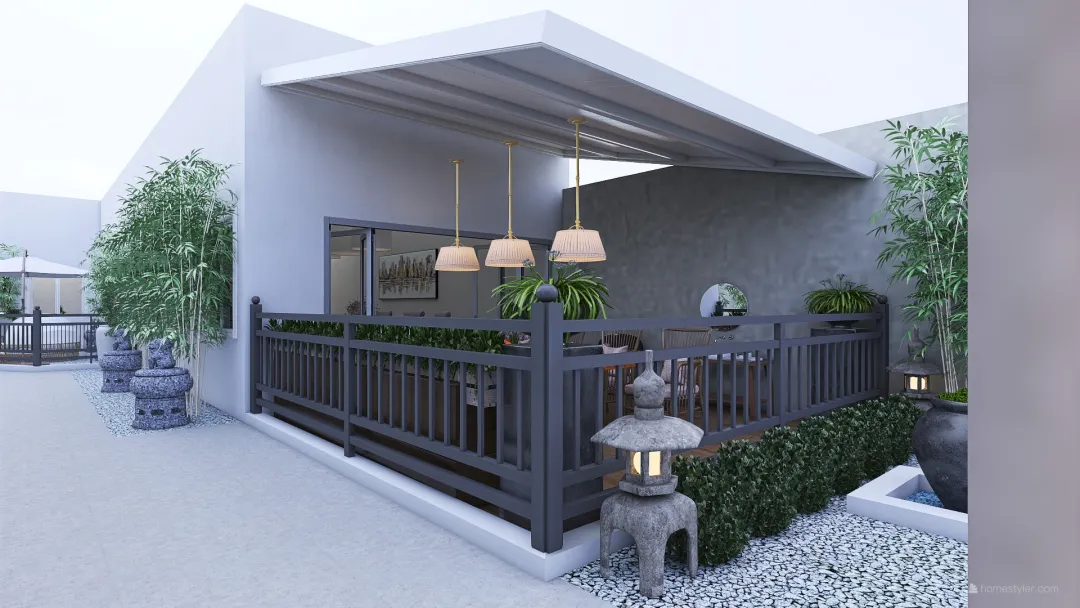 house with japanse style 3d design renderings