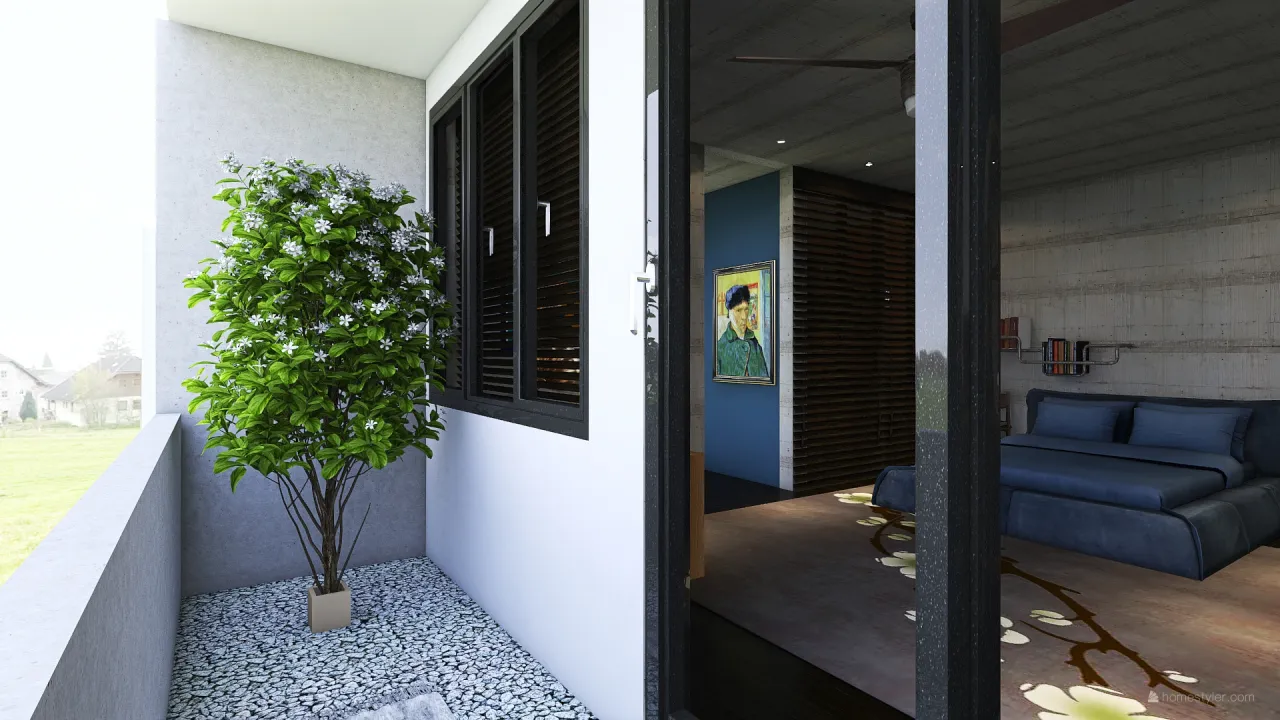 Remodelación de planta alta de casa - estudio de pintor. 3d design renderings