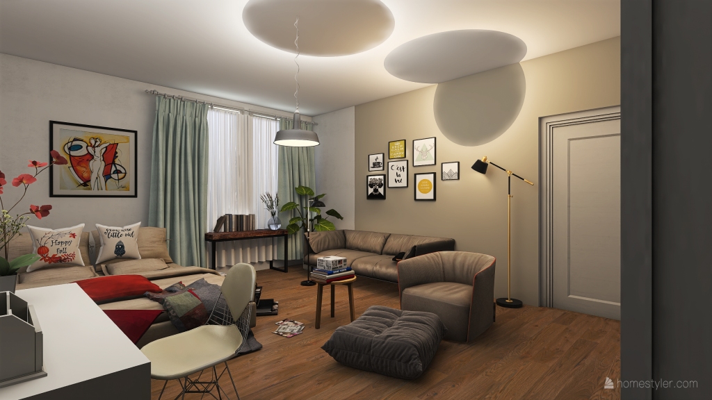 Contemporary Rustic WoodTones Blue Grey Beige Bedroom 3d design renderings