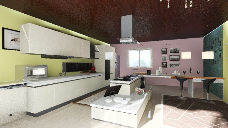 modular kitchen 3d design renderings