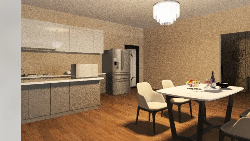 Living and Dining and Kitchen Room 3d design renderings