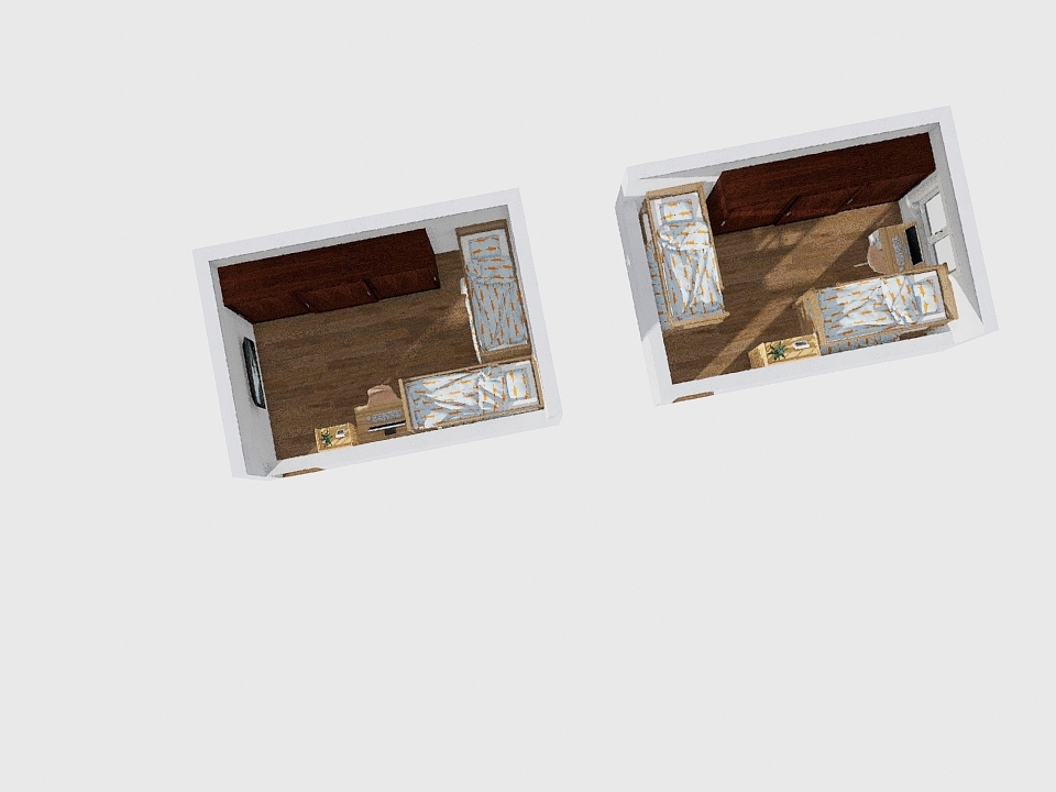 room 2 beds 3d design renderings