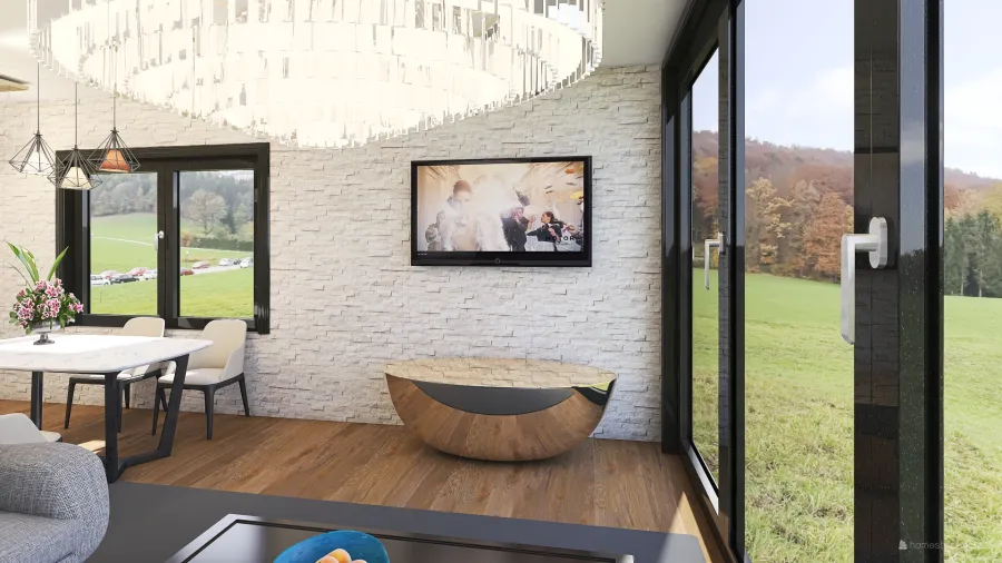 Dining Room, kithcen and living room         m 3d design renderings