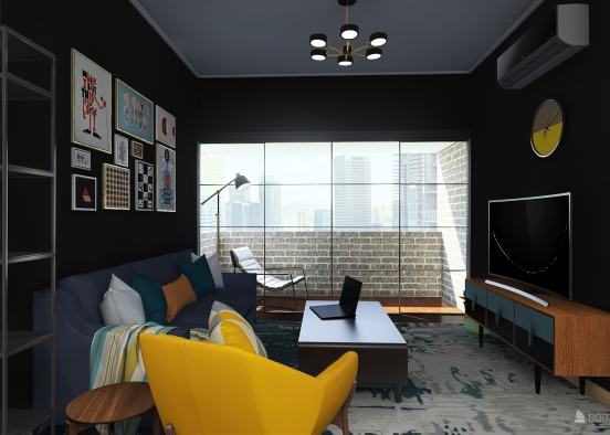 small modern studio apartment  Design Rendering