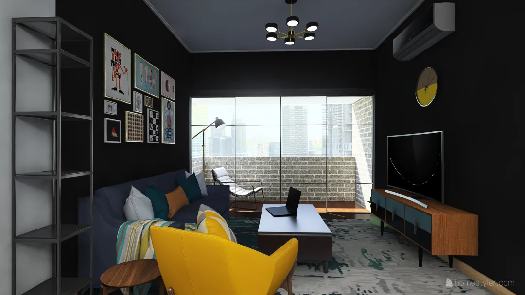 small modern studio apartment 3d design renderings