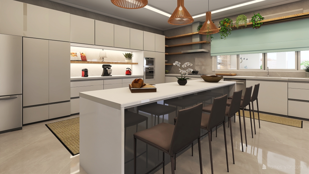 Living, Jantar e Cozinha 3d design renderings