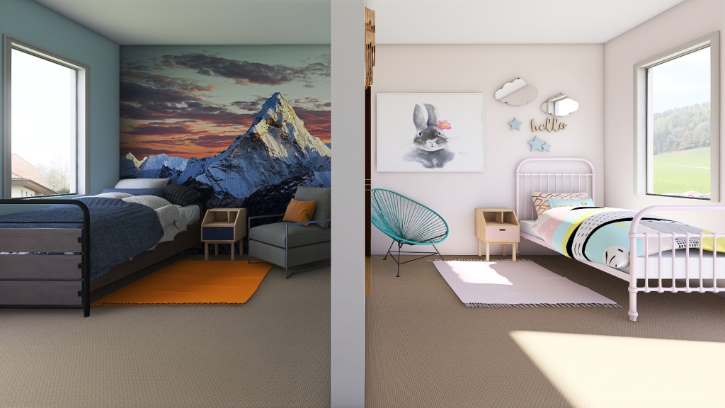 Twin bedroom 3d design renderings