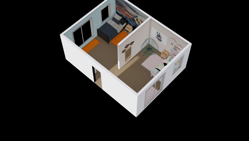 Twin bedroom 3d design picture 33.55