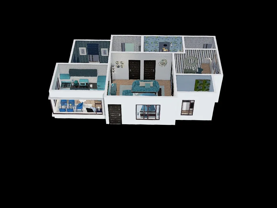 Blue house 3d design renderings