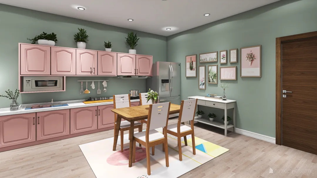 Retro Pink Studio 3d design renderings
