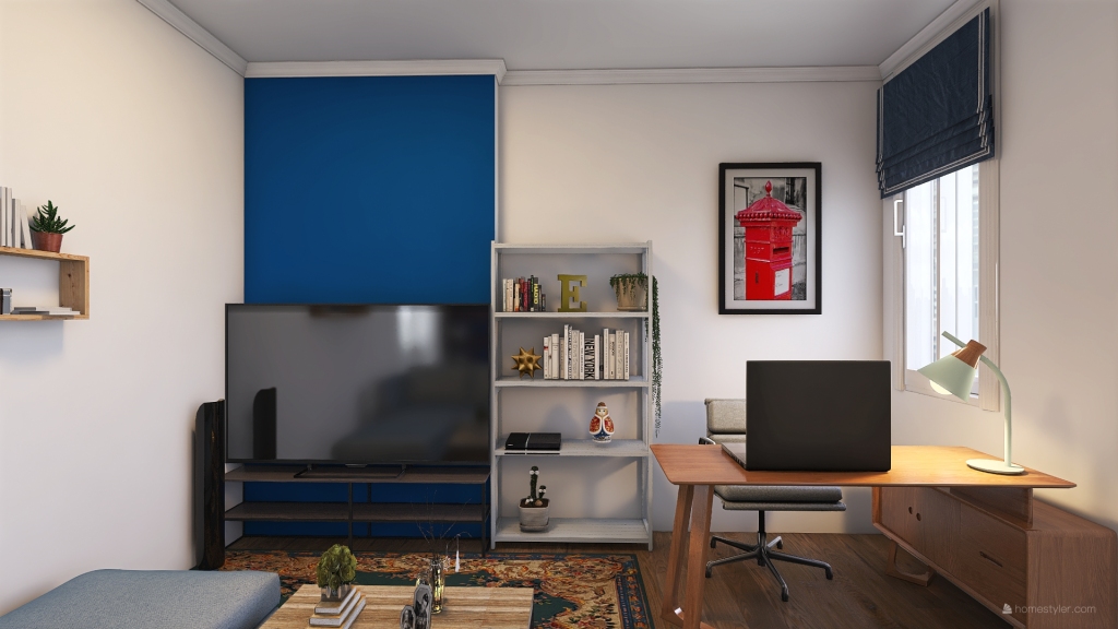 Living room-office adaptation 3d design renderings