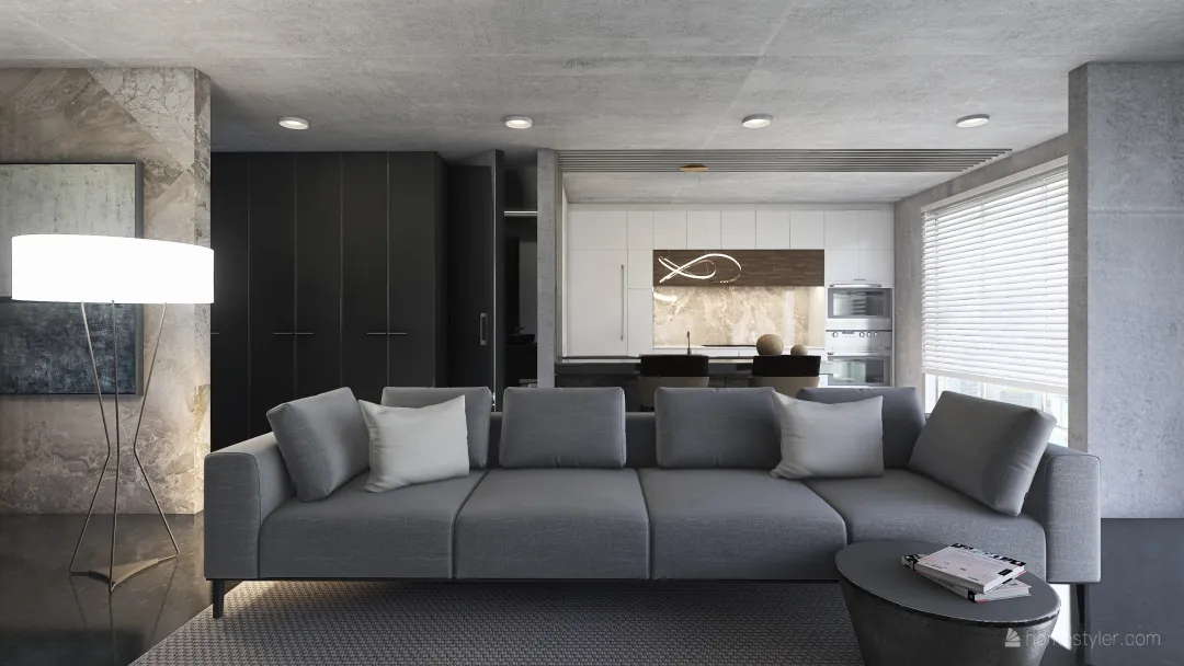 Gray apartments 3d design renderings