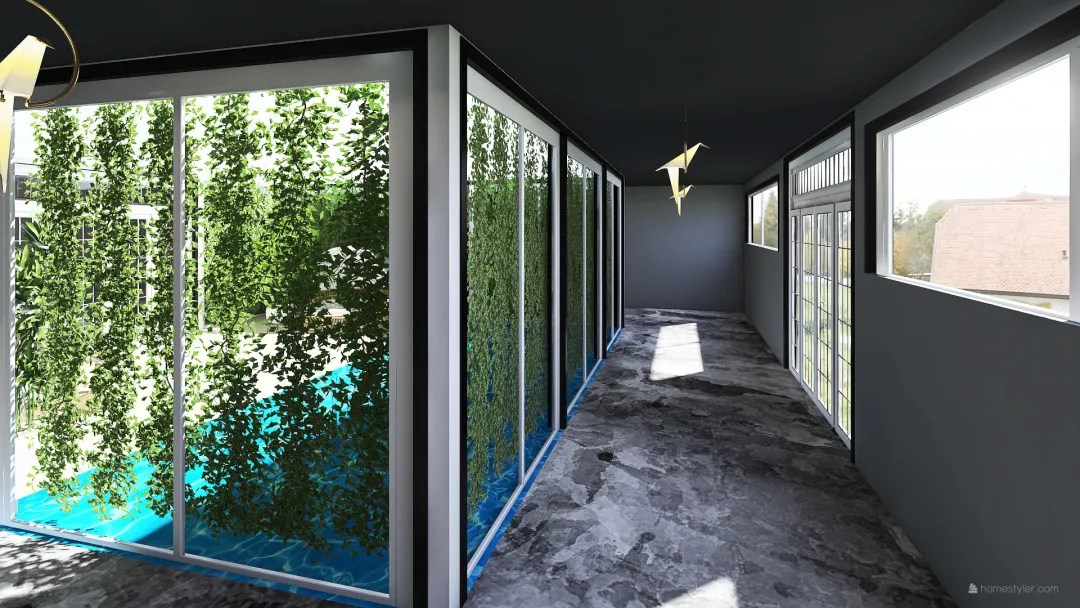 Industrial  Tropical Home 3d design renderings