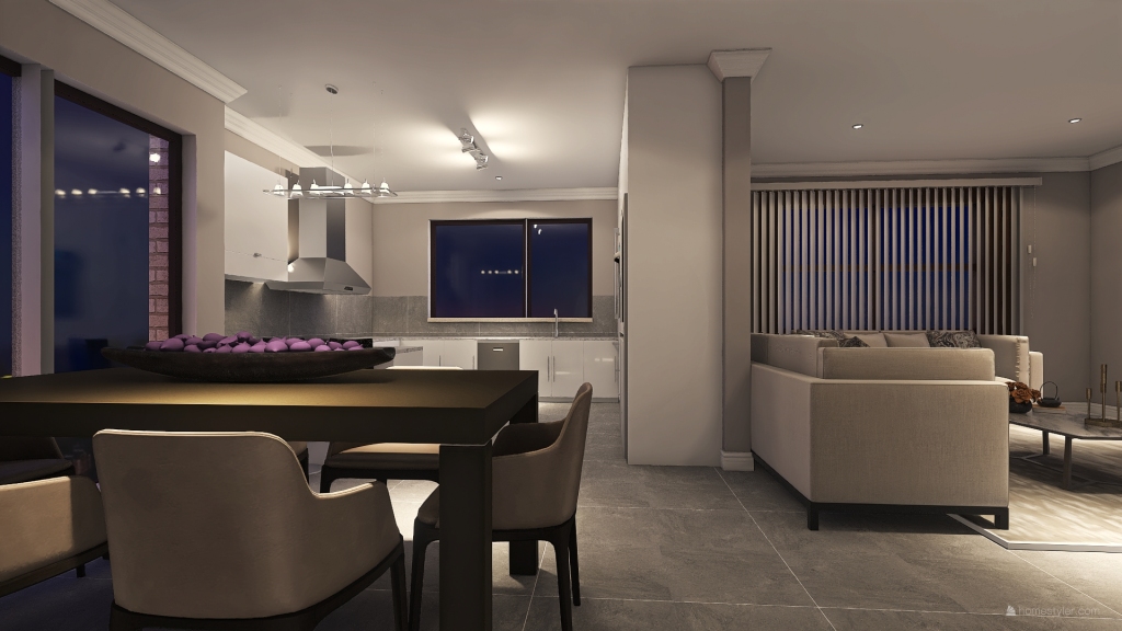 Kitchen, Living & Dinning Room 3d design renderings
