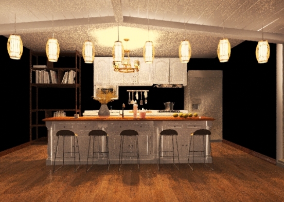 Rustic Abode (Lounge & Kitchen) Design Rendering