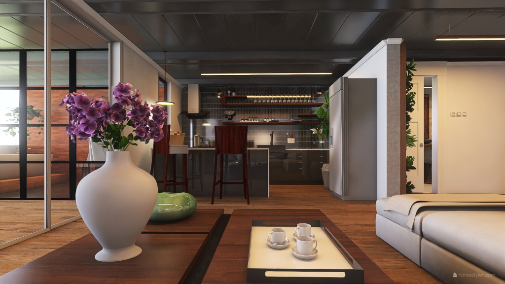 Living Room and Hallway 3d design renderings