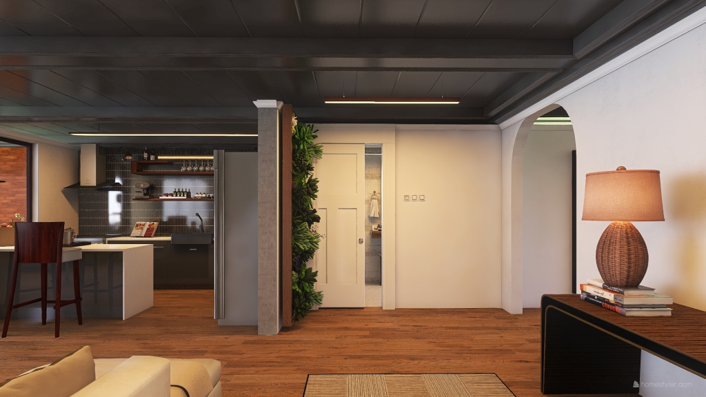 Living Room and Hallway 3d design renderings