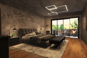 Urban style bedroom Design Rendering