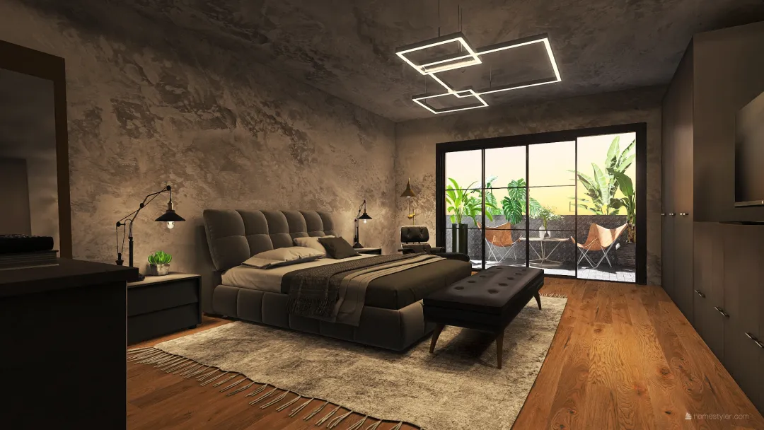 Urban style bedroom 3d design renderings