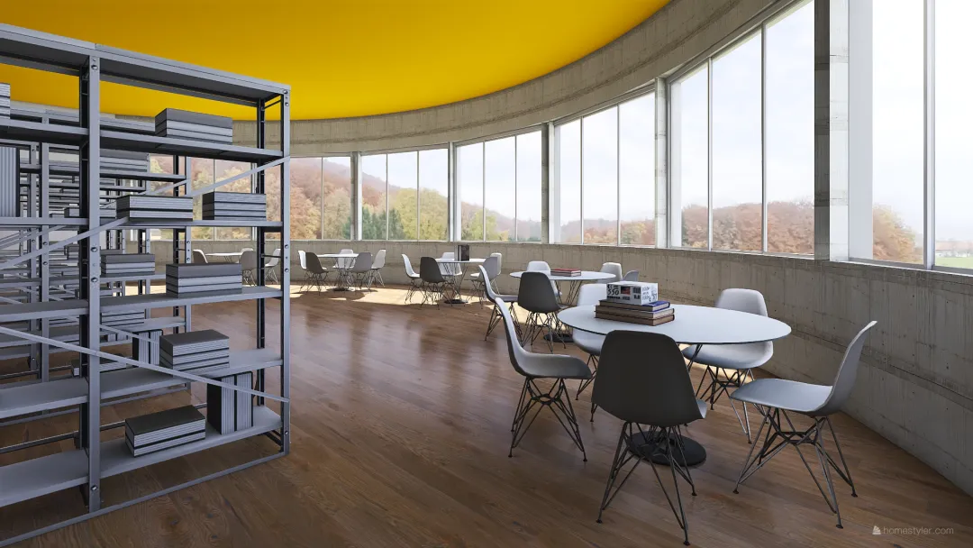 amarelo biblioteca 3d design renderings