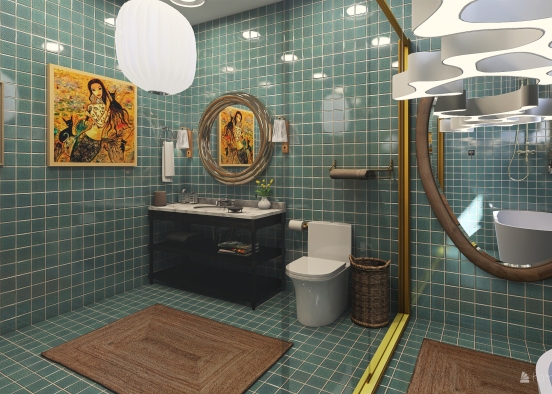 Banheiro Verde Design Rendering