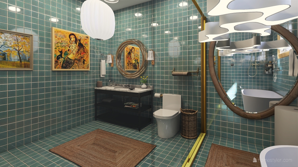 Banheiro Verde 3d design renderings
