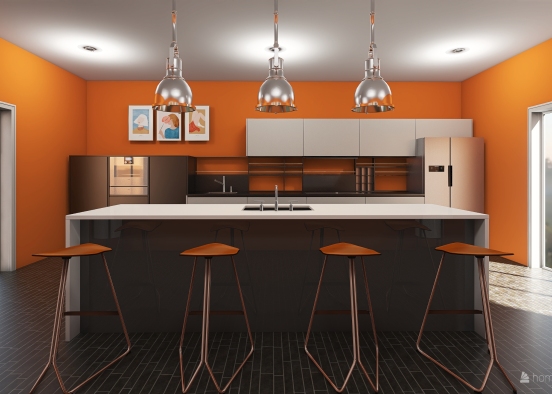 Orange kitchen Design Rendering