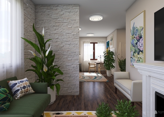 Boho Apartment Design Rendering