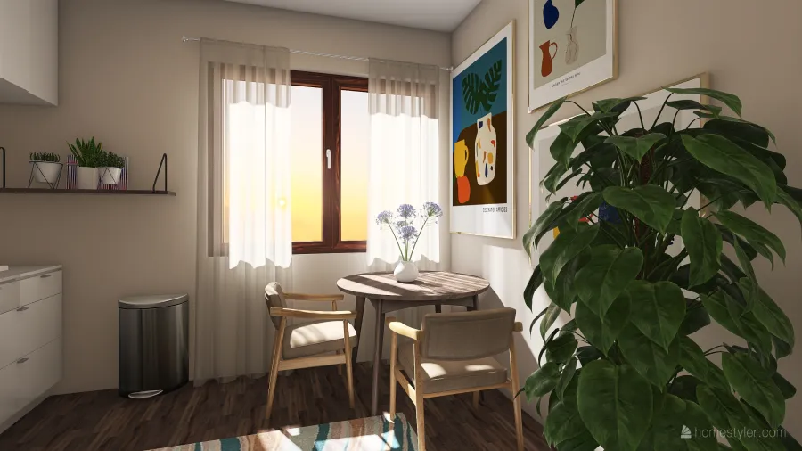 Living/Dining/Kitchen Room 3d design renderings